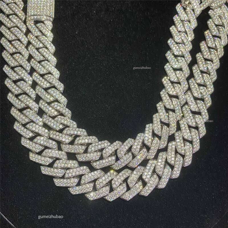Stock Iced Out Vvs Bracelet Sier Bling Moissanite Dia Cuban Link Chain Hip Hop Men Jewelry Necklace