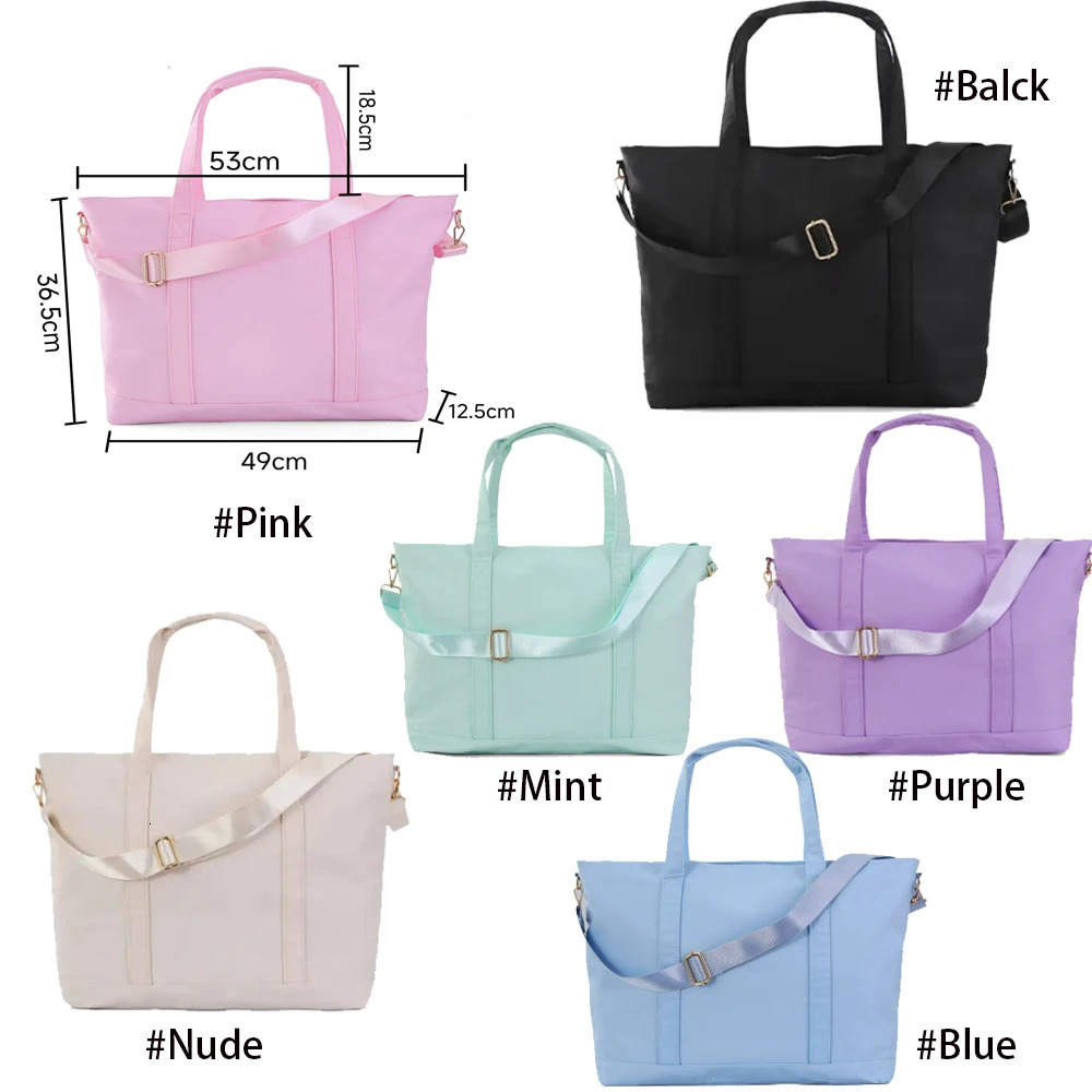 Everyday Tote Bag Eco Friendly Women Men Large Work Travel Beach Bag Waterproof Tote Bag Plain Pink Black Nude Nylon Tote Bags 250610