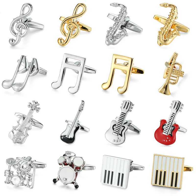 Classic Mens French Shirt Cufflinks High-end Music Guitar Piano Saxophone Cuff Button Business Suit Accessories Jewelry Gifts XJ250614