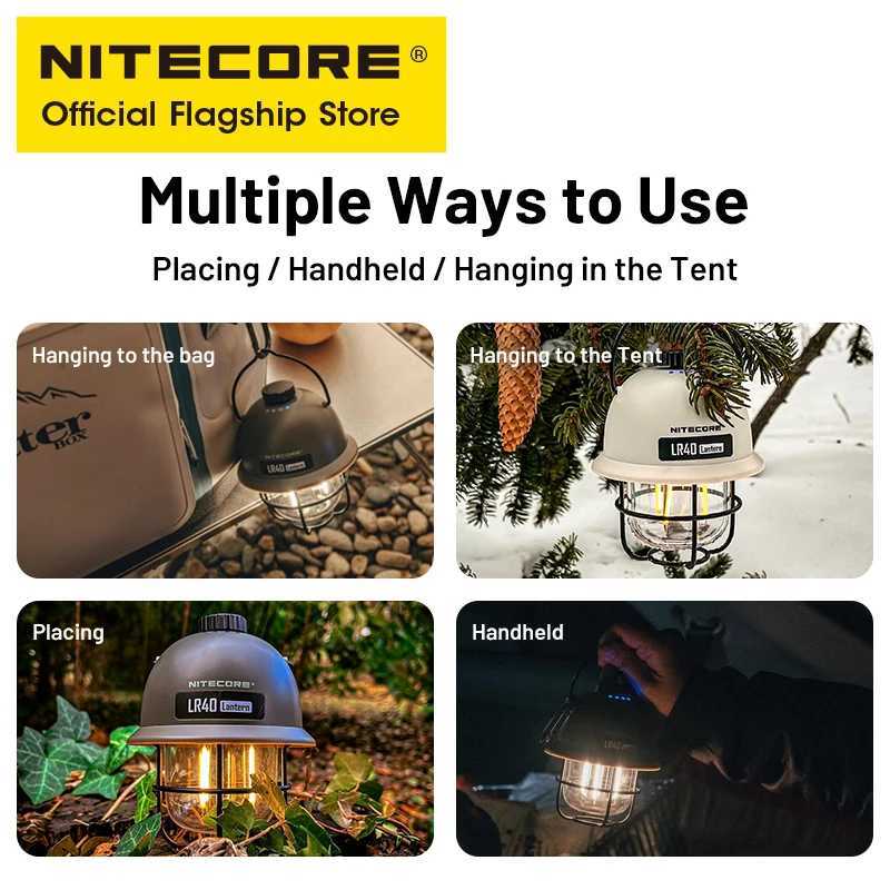 NITECORE 2-in-1 LR40 Camping Light Power Bank 100 Lumens 3 Light Sources Portable LED USB-C Rechargeable Camping Tent Lantern W250613