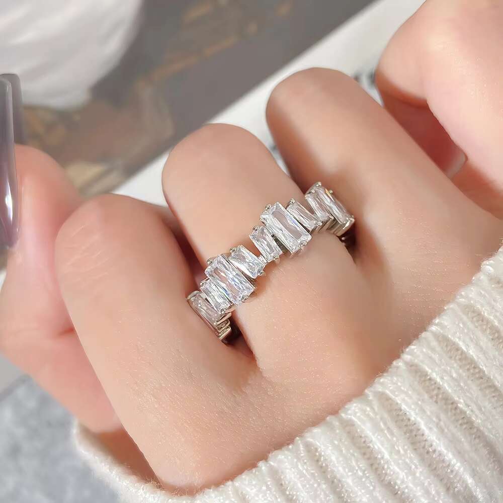 FOXI Fast Shipping in Stock 925 Sterling Silver Baguette Cut VVS D Moissanite Diamond Past Tester Wedding Engagement Rings