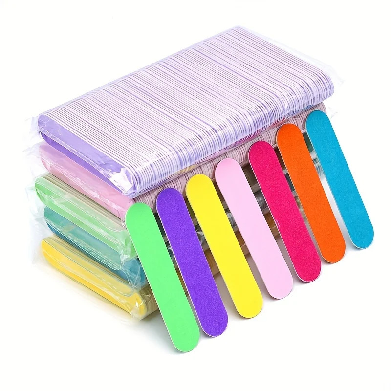 100pcs Double Side Nail Files Mini Wood Sanding Buffer Block Set For Gel Polish Manicure Pedicure Salon Nail Art Tools 250605