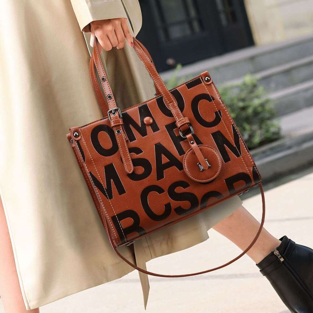 Handbag Fashion Letter Embossed Women New Large Capacity Commuter Tote Bag