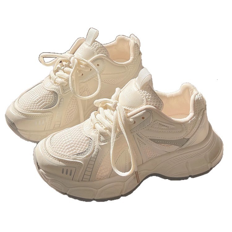 Ddmysports High Quality Dad Sneakers New Summer Women S Breathable White Mesh To Match Skirts Thick Soled Sports Shoes Outdoor Shoes