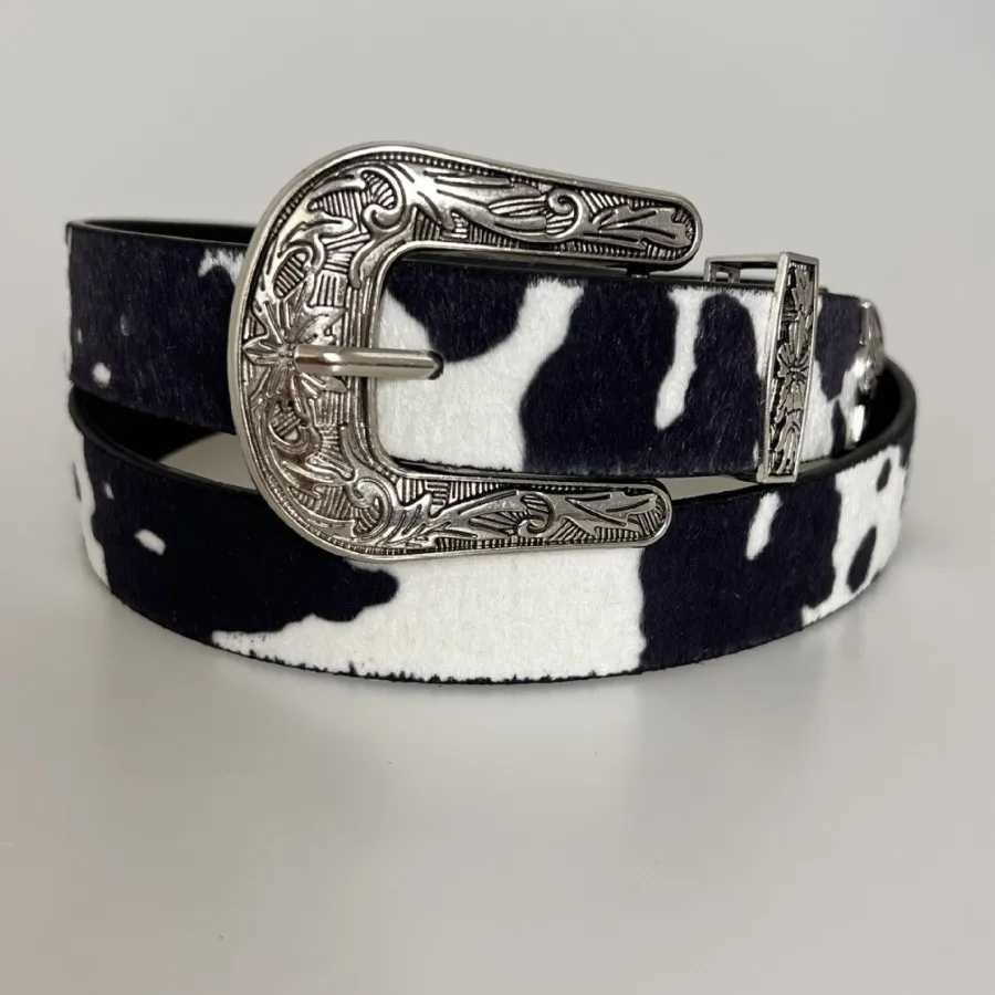 Western Denim Buckle Belt Cow Pattern Belt DVN Personal Fashion Versatile Jeans Belt Belts for Women Men Belt X250614