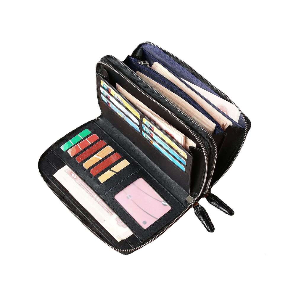 Belly New Pattern Crocodile Men's Double Pull Genuine Leather Handbag Fashion Classic Clutch Multi-Card Slot Large Wallet Trend