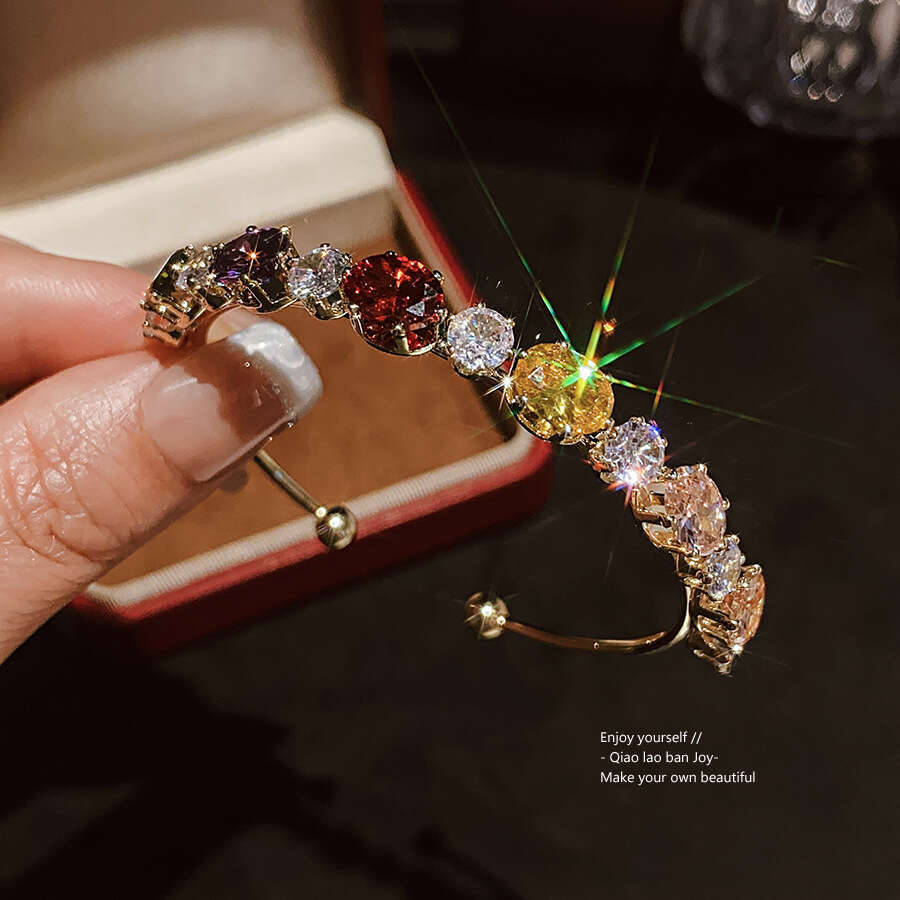 INS hot 25 New Designer bracelet Luxury Jewelry Colored Gemstones Zircon Flower Double Layer Open Niche High-end Elegant Commuting Clover Jewelry for 