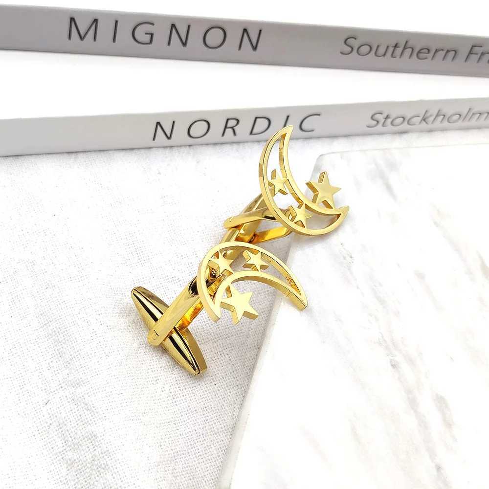 Mens Cufflinks Moon Star Cufflink Personalized Stainless Steel Jewelry French Shirt Cuff Links Groomsmen Wedding Gift Wholesale XJ250614