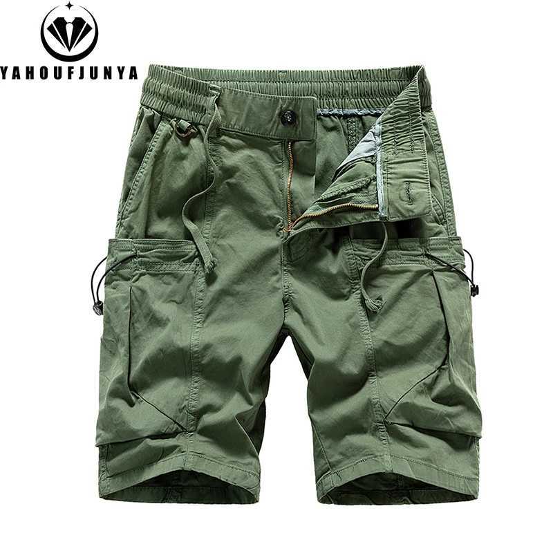 Men Summer Solid Straight Outdoor Leisure Soft Cargo Shorts Men Many Pocket Loose Elastic Fashion Style Short Male Brand Pants W250614