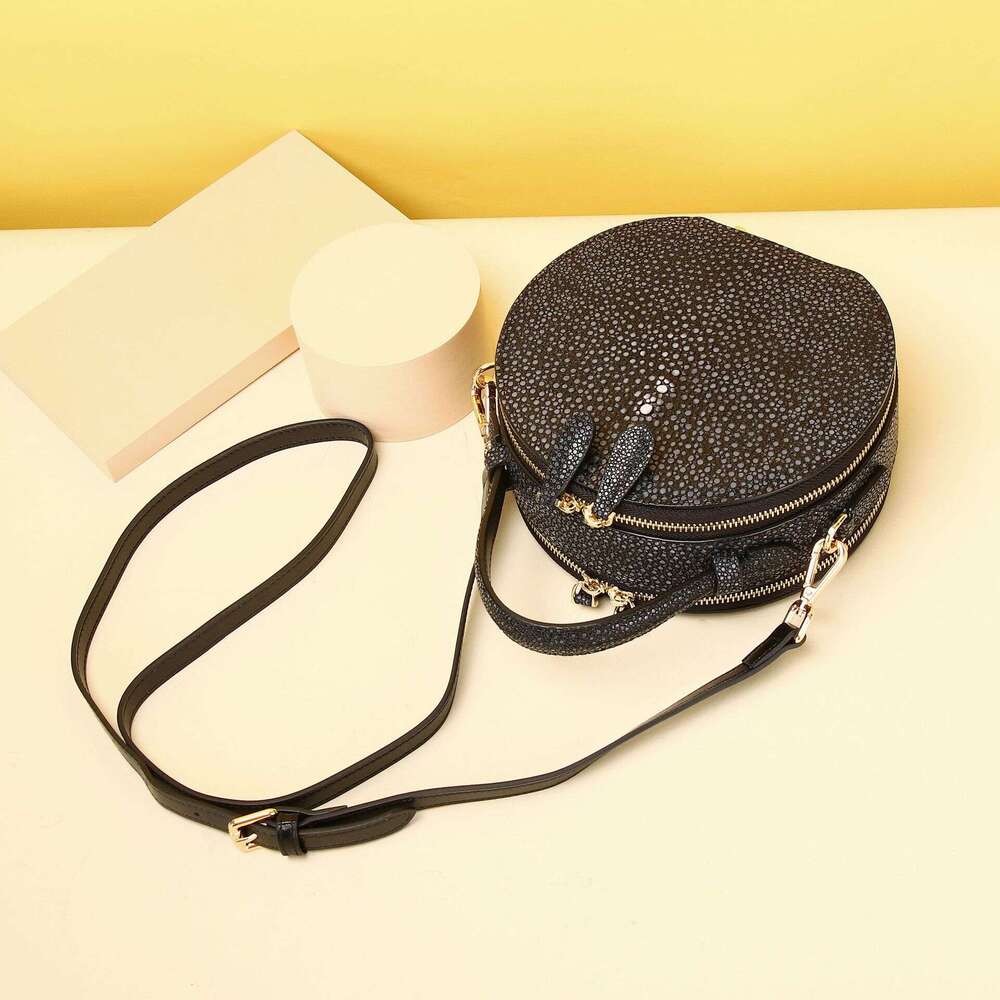 Fish Pearl New Smooth Pattern Small Round Classic Handbag Shoulder Crossbody Fashionable Women's Bag Trend