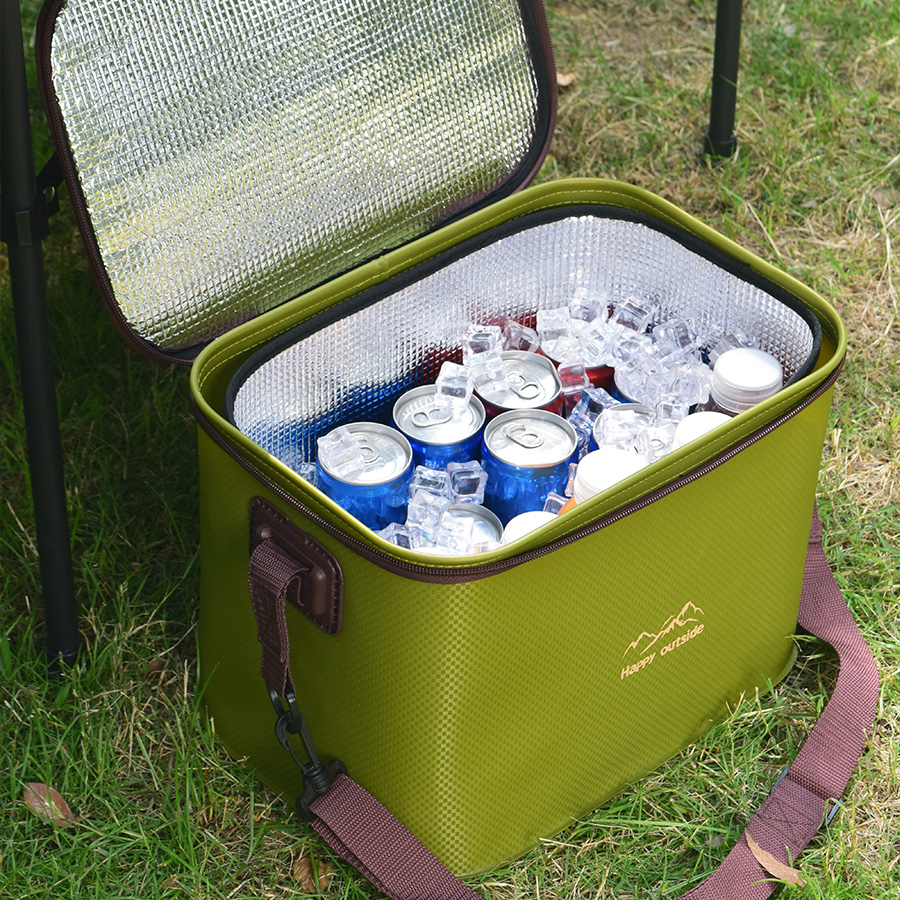 Family Thermal Cooler Tote, Glamping Cooler Bag, Heavy-duty, Lightweight, Foldable, 18-20L Ice Retention for Picnic, Tailgating (Military Olive)