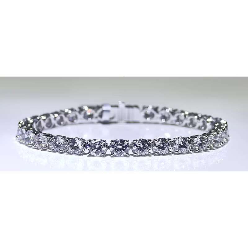 Modest Luxury Moissanite Bracelet in 18k White Gold Bezel Setting Jewelry Set Lab Grown Diamond Bracelets Solid Real Tennis