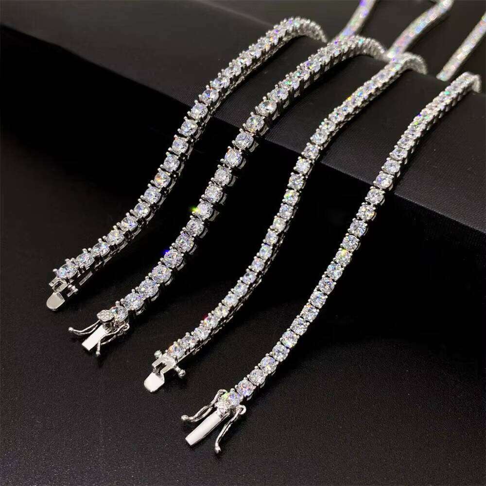 Hiphop Jewelry Ice Out Sterling Sier 2Mm 3Mm 4Mm 5Mm 65Mm Silicon Stone Tennis Chain