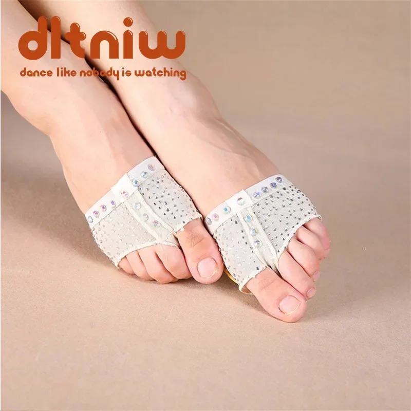 Professional Belly Ballet Dance Foot Thong ToePad Practice Shoes Metatarsal Forefoot Half Lyrical Protection Rhinestone Footwear 250613