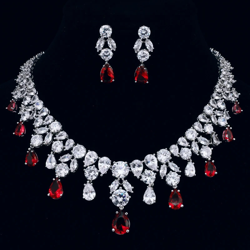 EMMAYA Jewelry Set For Woman Long Necklace Pendant Crystal Earrings Wedding Beads Fashion Jewelry Gift 250530