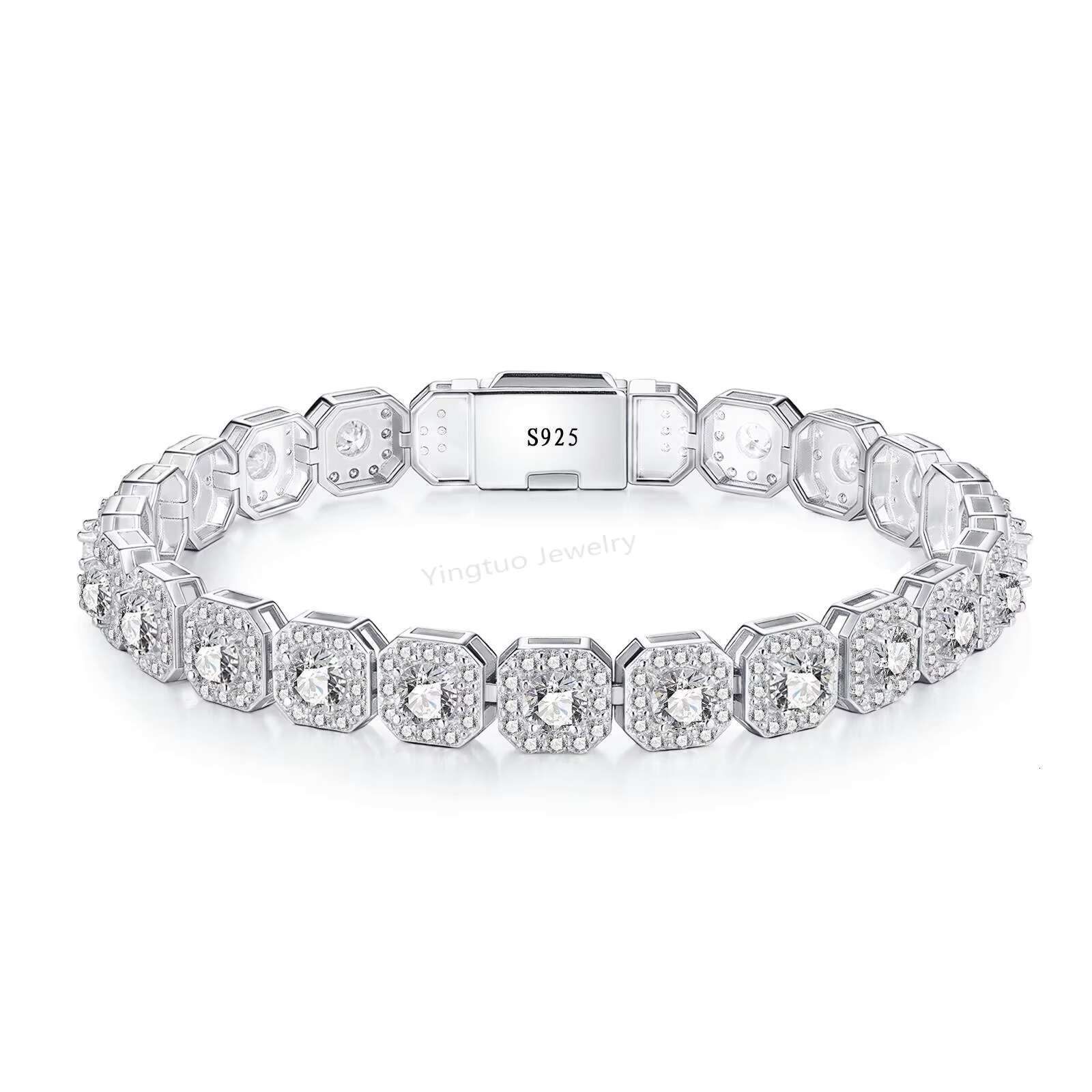 Wholesale Hip Hop 925 Sterling Silver VVS D Color Moissanite Diamond Jewelry Iced Out Tennis Chain Bracelet Necklace for Men
