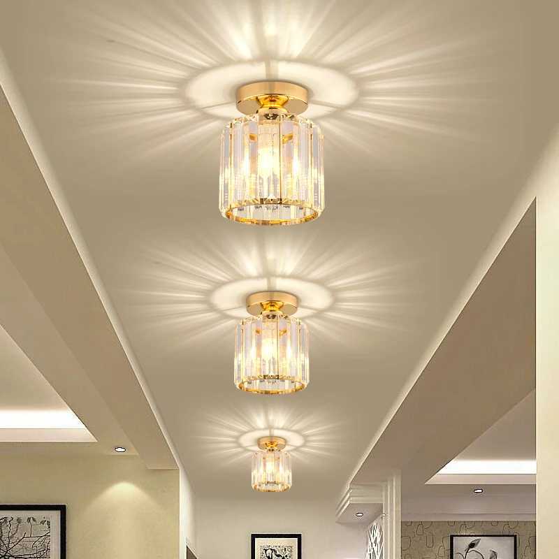 IRALAN Crystal Ceiling Light Corridor Channel Ceiling Lamp Luxurious Balcony Aisle Lamp Home Foyer Track Light Kitchen Ceiling Light XJ2500613