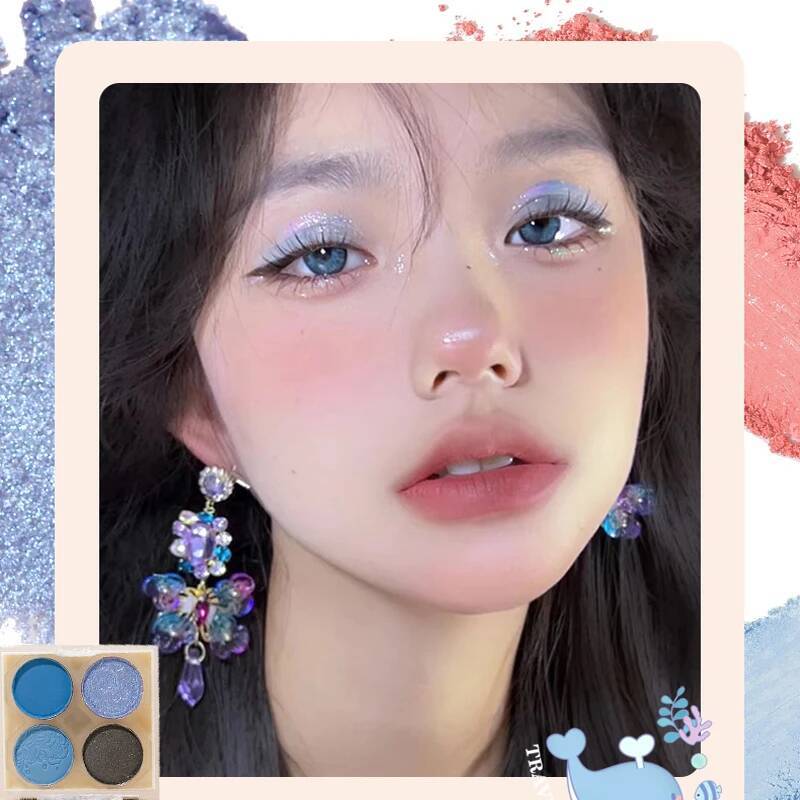 4 Colors Mini Shimmer Matte Green Glitter Metallic Smoky Pigmented Eyeshadow Pallete Cosmetic Makeup Palette