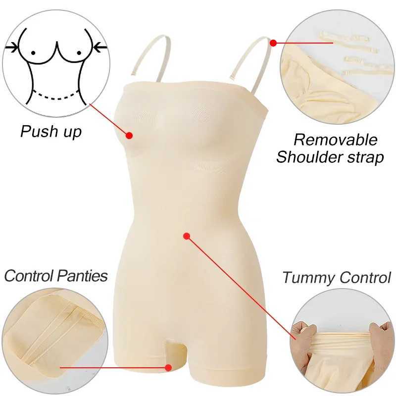 Womens Removable Shoulder Strap Shapewear Bodysuits Tummy Control Butt Lifter Underwear Full Body Shaper Tube Top Jumpsuits New XJ250614