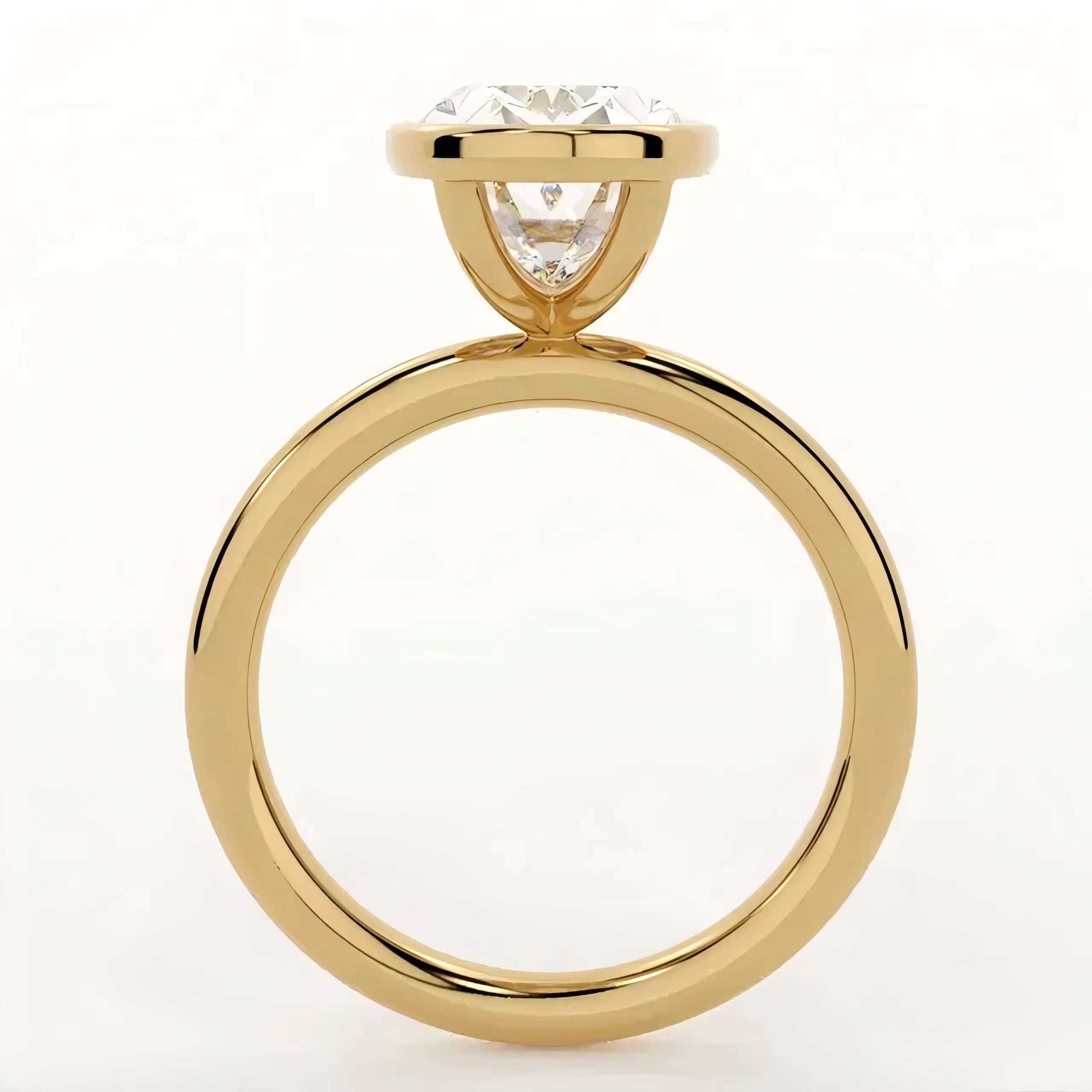 Minimal 5ct Oval Moissanite Solitaire Rings 1ct 2ct S925 Sterling Silver Gold Plated Bezel Signet Wedding Moissanite Ring