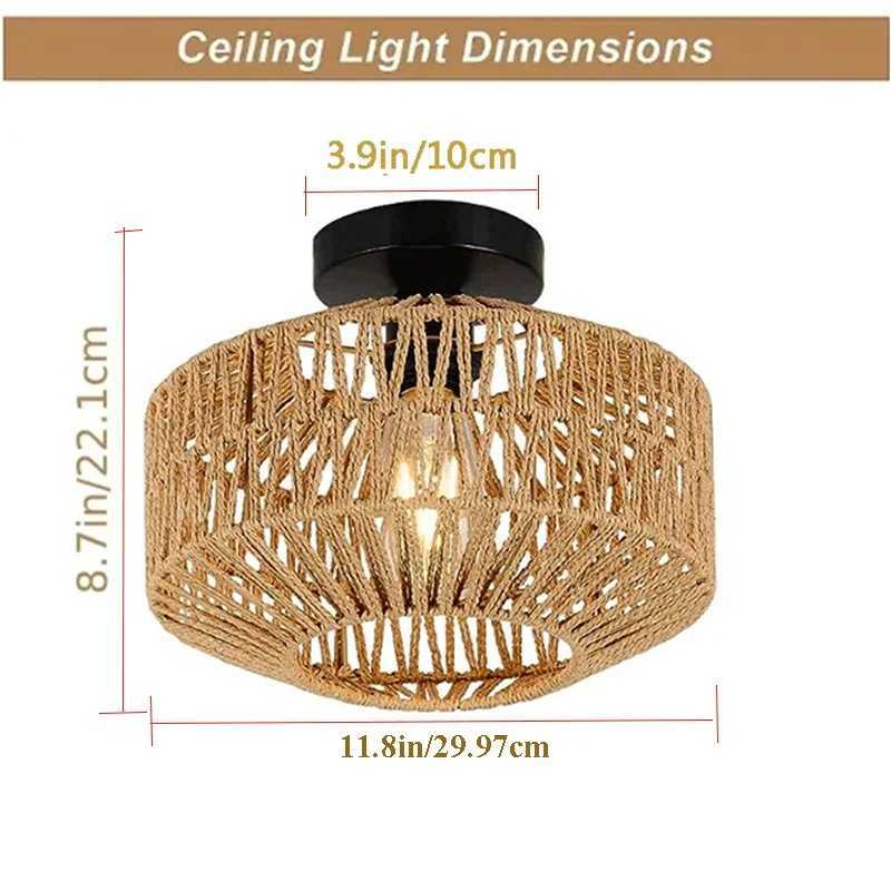 Classic Ceiling lamp Handmade Rattan Weaving Hanging Chandelier Lamps For Living Bedroom Home Decor Pendant Light E27 Fixture XJ2500613