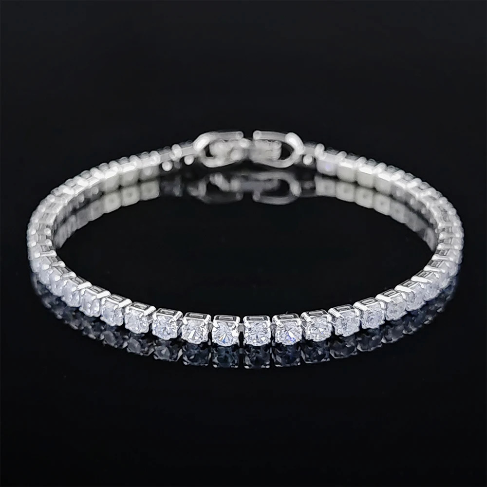 Silver Color 2.5/3/4/5mm Zircon Tennis Bracelet For Women Man Hand Chain Wedding Gift Matching Jewelry Free Items s5650 250610