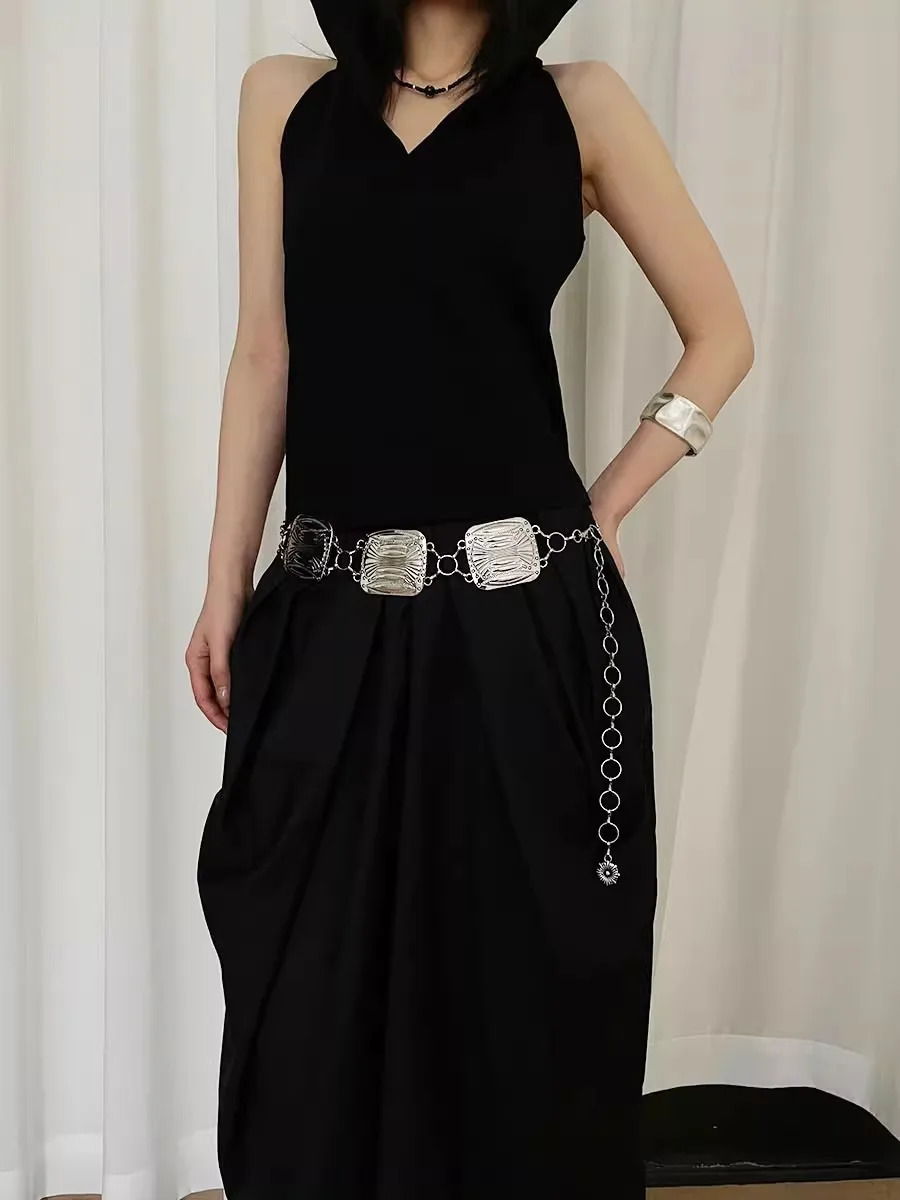 Fashionable Retro Ethnic Metal Waist Chain For Women Wide Belt With Chain Decoration For Skirts And Dresses 250610