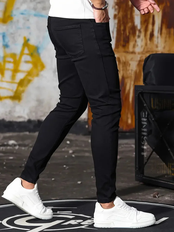 Spring Autumn Men Slim Fit Denim Pants Cotton Stretch Blue Fashion Denim Jeans Trousers Classic Daily Pencil Pants Trousers 250529