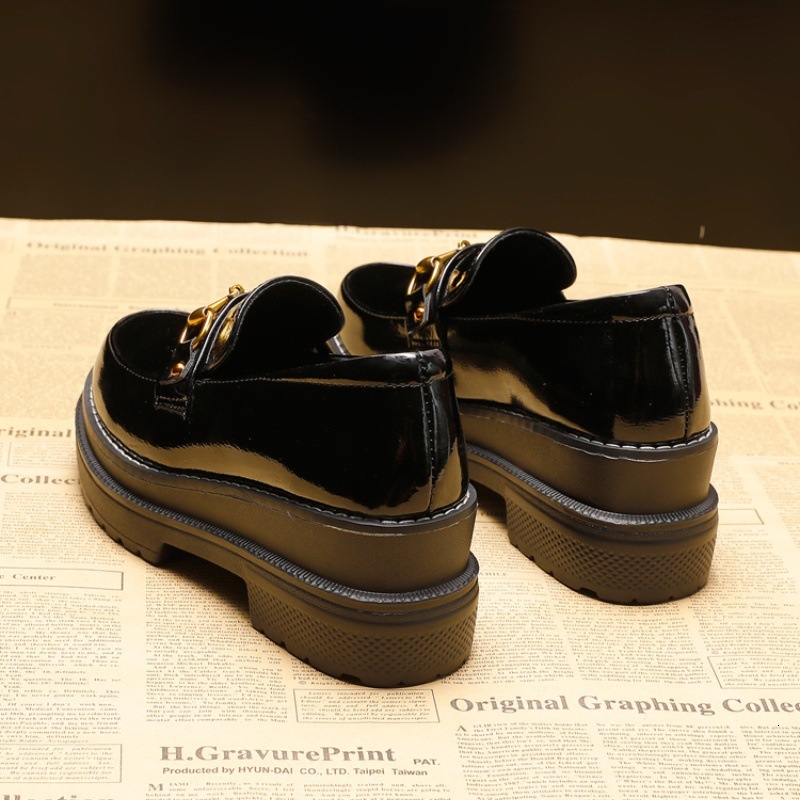 Ddmysports Thick Soled Women S British Style Autumn New Wedge Small Leather Shoes All Season Platform Versatile Loafers For Outdoor Shoes