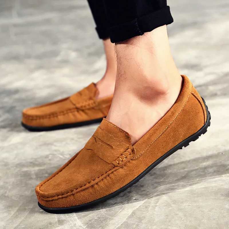 Men Casual Shoes Fi Suede Leather Men Loafers High Quality Slip Mens Flats Lightweight Driving Shoes 38-47 XJ250614