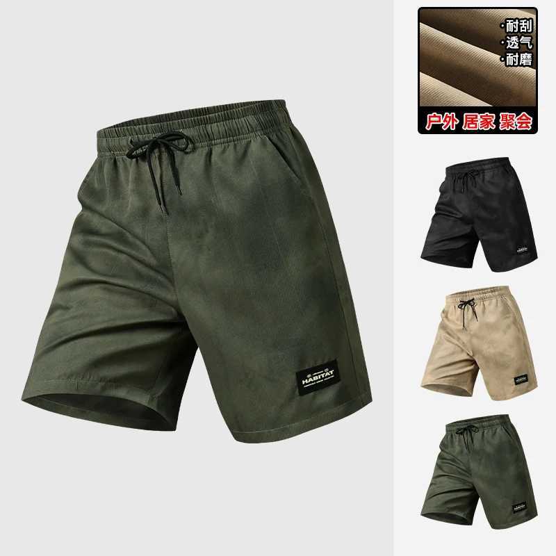 New Summer Large Size Mens Cargo Shorts Man Shorts Japan Loose Casual Below Elastic Waist Outdoor Jogging Knee Tactical W250614