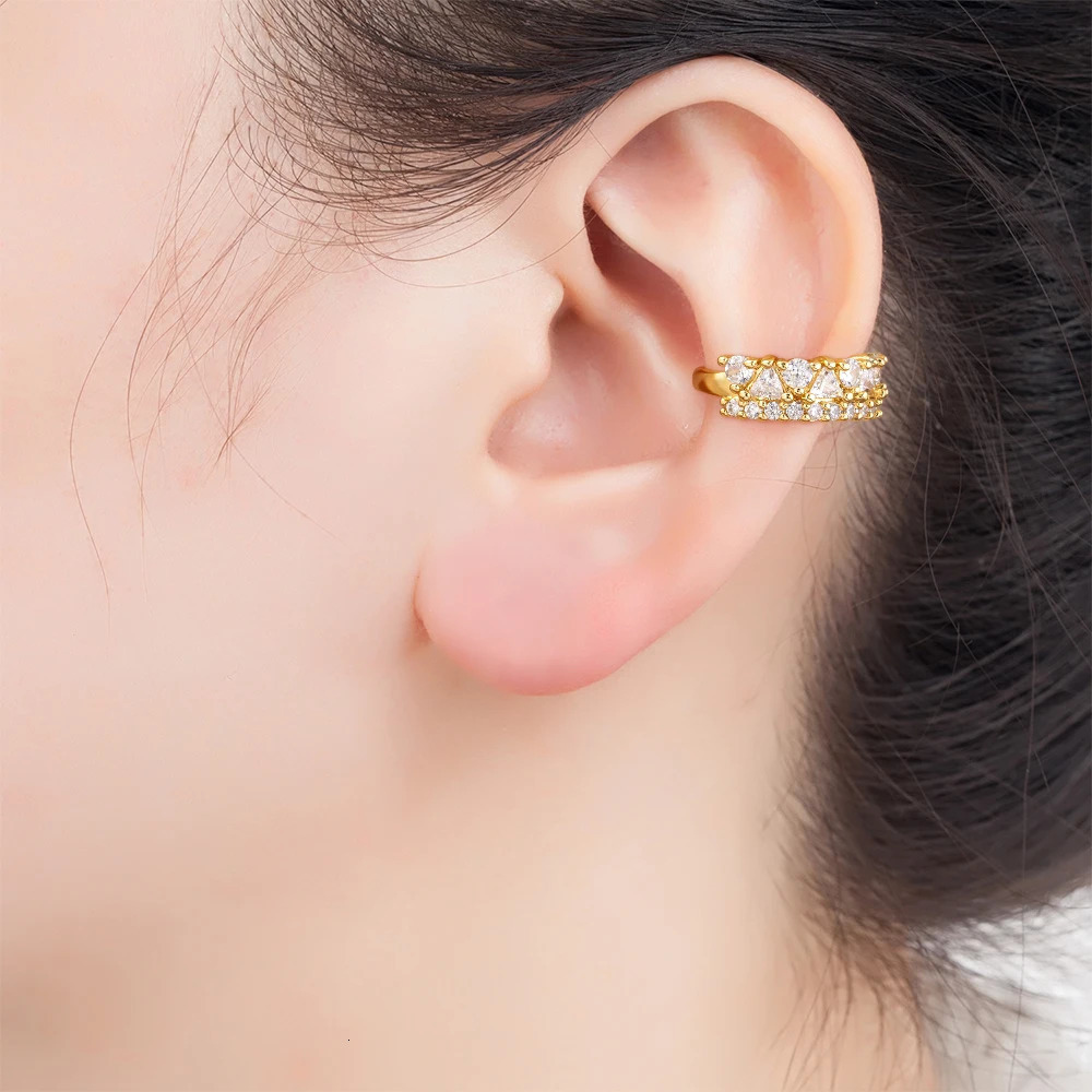 Nidin Simple n Ear Cuff Clip Earrings Girl Gold Plated Zircon No Pierced Without Hole Women Cartilage Jewelry Party Gift 250610