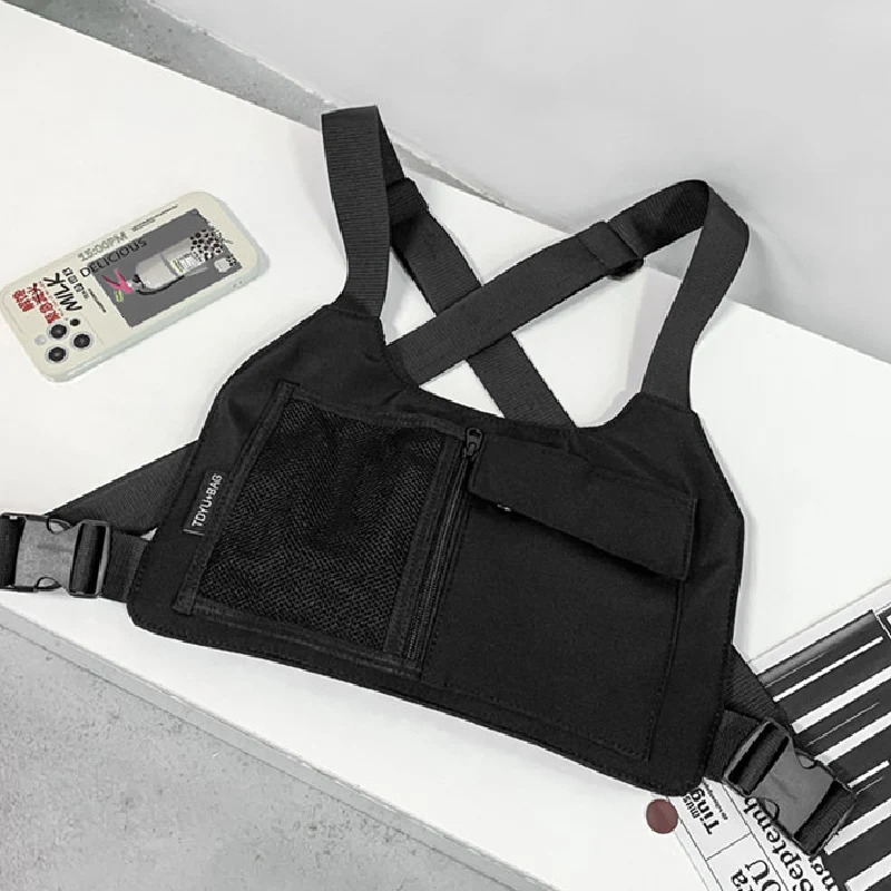 Hiphop Streetwear Unisex Chest Rig Bag High Quality Nylon Bags Multifunction Tactical Vest Backpack 250614