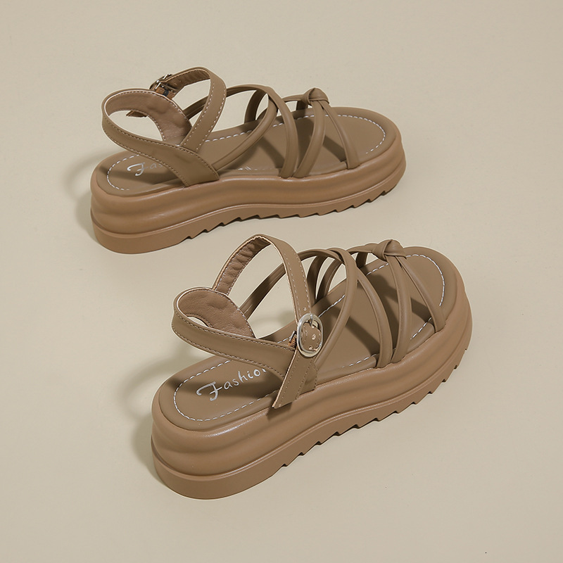 Ddmyoutdoor Platform Sandals For Women Summer New Fashion Versatile Design Sense Niche Temperament One Strap Roman Shoes Outdoor Shoes