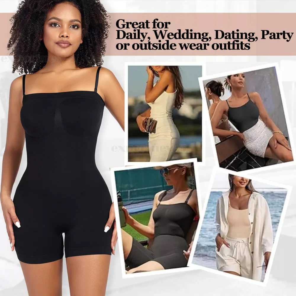 Womens Removable Shoulder Strap Shapewear Bodysuits Tummy Control Butt Lifter Underwear Full Body Shaper Tube Top Jumpsuits New XJ250614