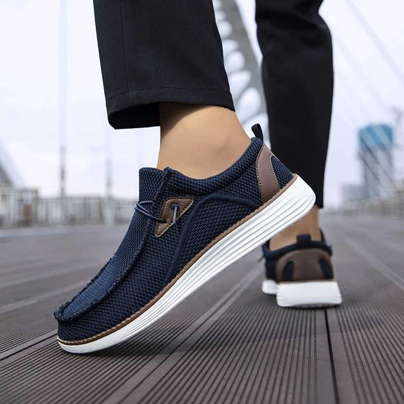 Mens Adjustable Lace-Up Loafers Shoes N-Slip Sole Breathable Upper Comfortable for Walking Jogging Casual Shoes XJ250614