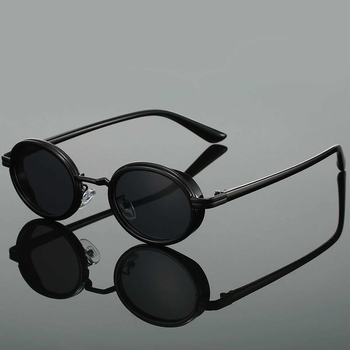 KAMMPT Vintage Punk Sunglasses 2024 New Fashion Oval Metal Gradient Sun Glasses Ins Trendy Luxury Brand Design Stylish Shades Z250614