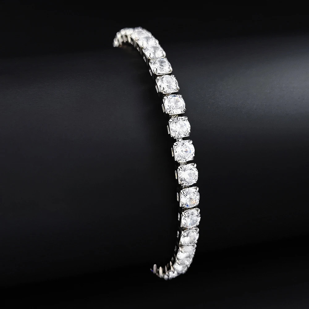 Silver Color 2.5/3/4/5mm Zircon Tennis Bracelet For Women Man Hand Chain Wedding Gift Matching Jewelry Free Items s5650 250610