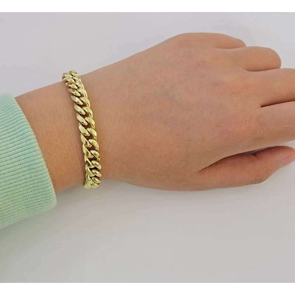 Customized Italian 10Kt Real Yellow Bracelet /Necklace 6Mm-15Mm Miami Cuban Link Franco Solid Gold Chains
