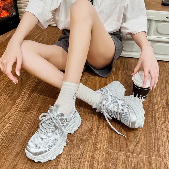 Trendy Dad Shoes for Women Ins Style 2025 Spring New Fashion Breathable Thick Designer casual shoes Sole Sneakers