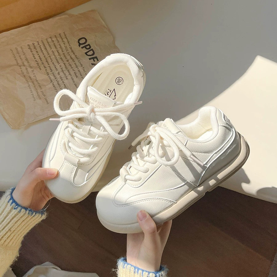 Ddmysports Korean Style Versatile Chic Thick Soled Sneakers For Women New Spring And Autumn Student Training White Shoes Outdoor Shoes