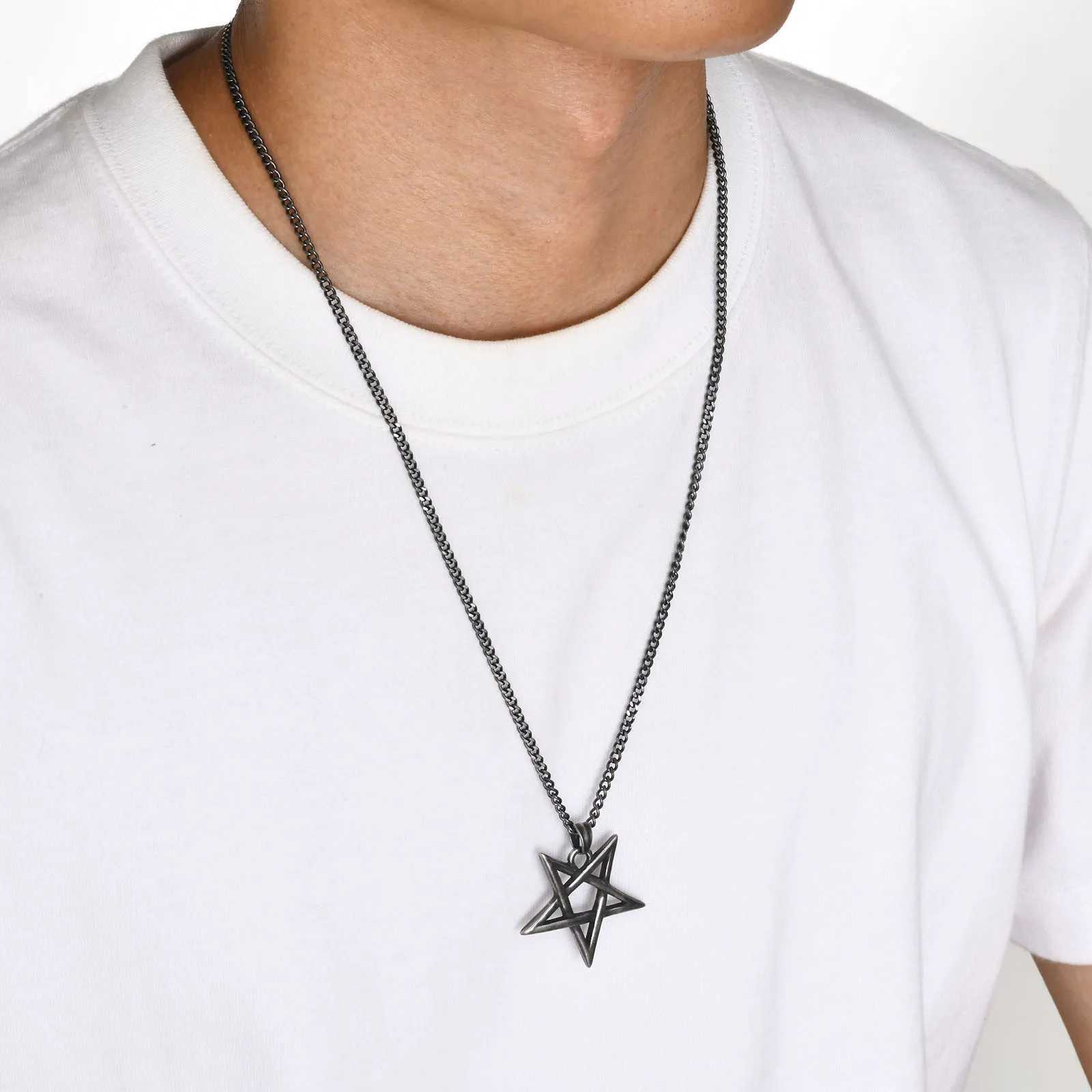 Star of David Necklaces for Men Boys Waterproof Stainless Steel Five-pointed Star Pendant Collar Retro Amulet Jewelry Gifts Z250614