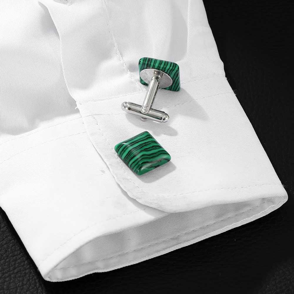 Mens Funny Green Stone Cufflinks Square Suit Shirt Blouse Sleeve Button XJ250614