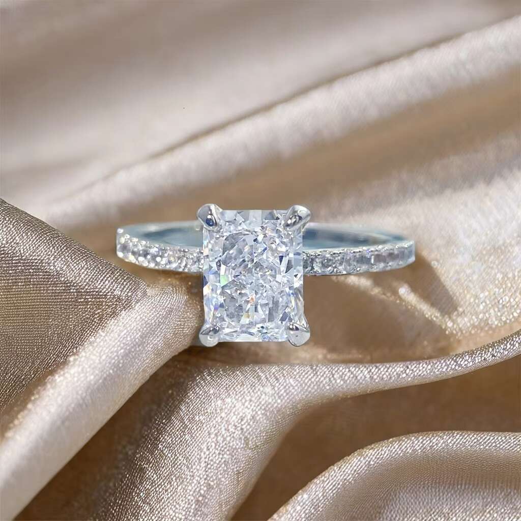 Fine Jewelry VS1 D 925 Sterling Silver Moissanite Diamond 2CT Finger Ring Tarnish Free 925 Silver Wedding Bands Engagement Party