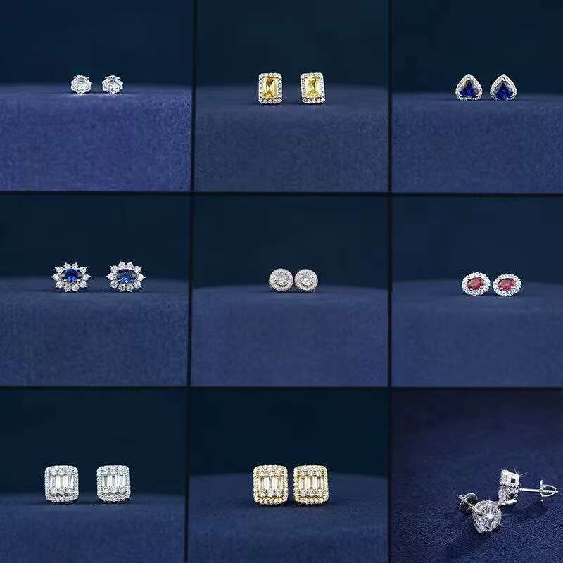 In stock Jewelry Screw Back Cluster Moissanite Earrings GRA Certificated Women 925 Silver Moissanite Flower Stud Earrings