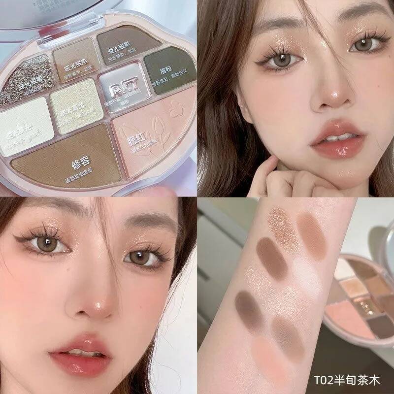 ROMANTIC BEAUTY Highlight Face Comprehensive Palette 9 Color Eye Shadow Brightening Powder Blusher
