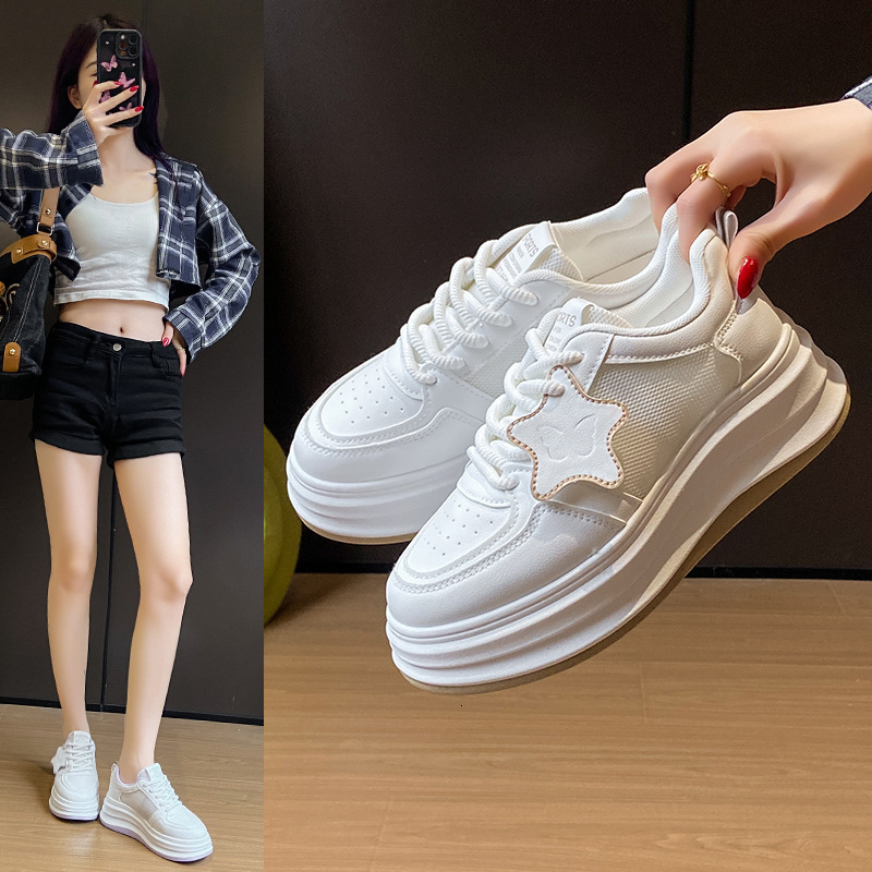 Ddmysports White Sneakers For Women Spring New Korean Style Ins Female Student Star Sports Versatile Board Shoes Street Shooting HB Outdoor Shoes