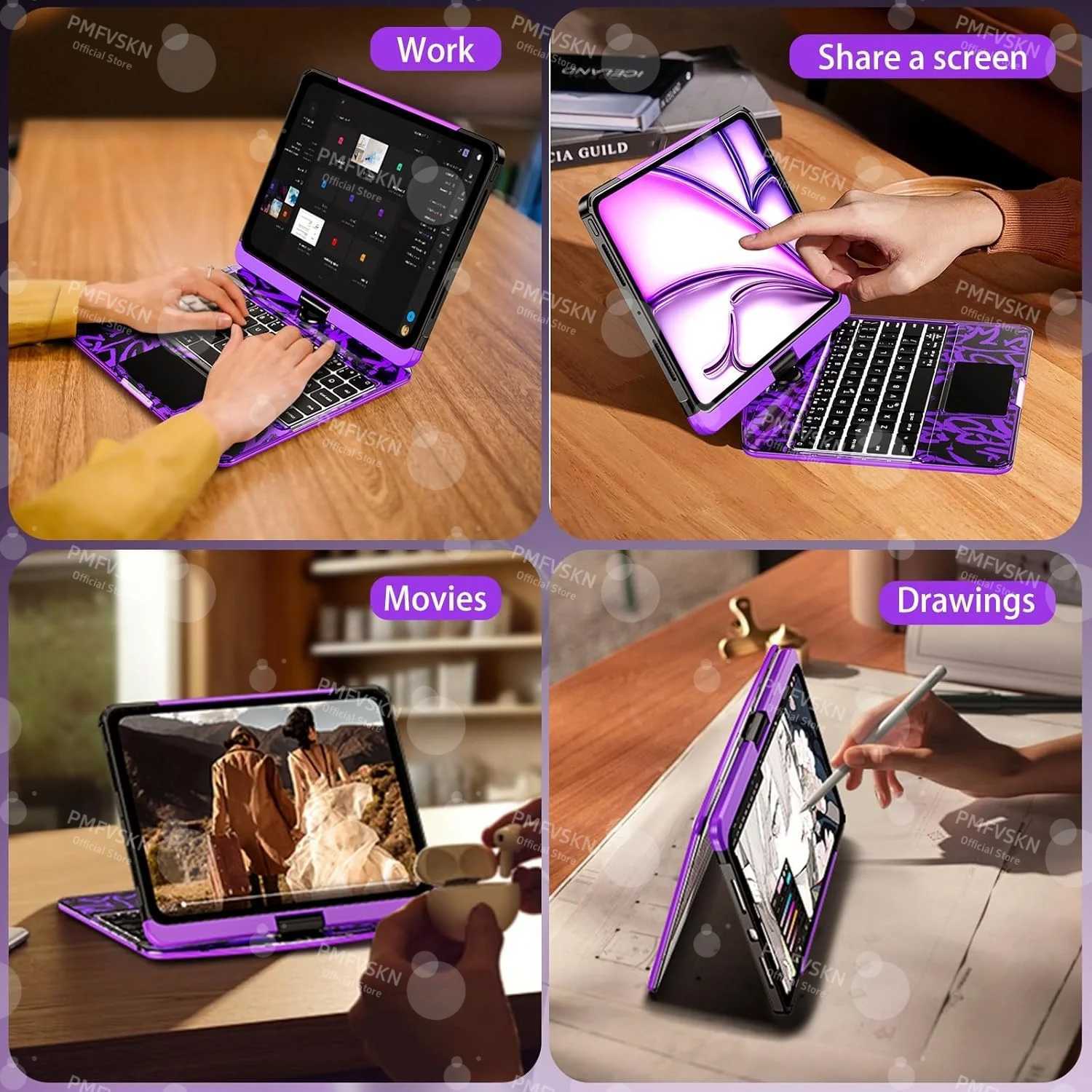 Backlit Magic Keyboard Case For iPad Pro 11 12.9 2018-2022 13 M4 2024 10th Gen 11th A16 iPad Air 5 4 6 7th Multi-Touch Trackpad X250614