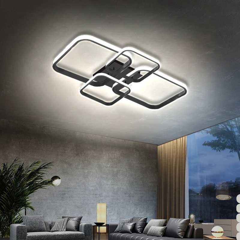 Modern LED Ceiling Lights Square 4 Heads Black And White Decorative Lamps For Bedroom Living Room Study Dining Room Home FixtureXJ2500613