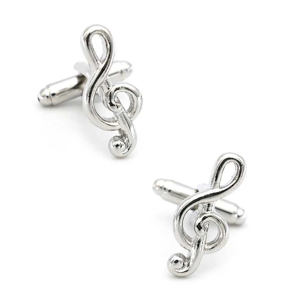Mens Music Note Cufflinks Quality Copper Material Silver Color Music Teacher Gift Cufflinks Wholesale Retail XJ250614